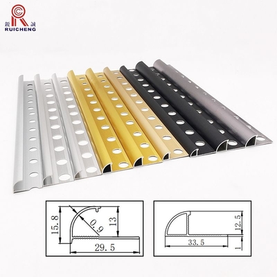 Round Shape Aluminum Trim Strips Ceramic Wall Tile Edge Protection Ceiling